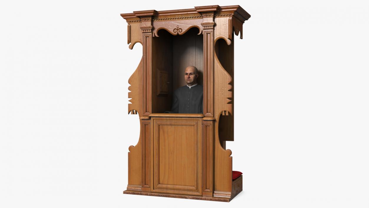 3D model Confessional Booth with Priest