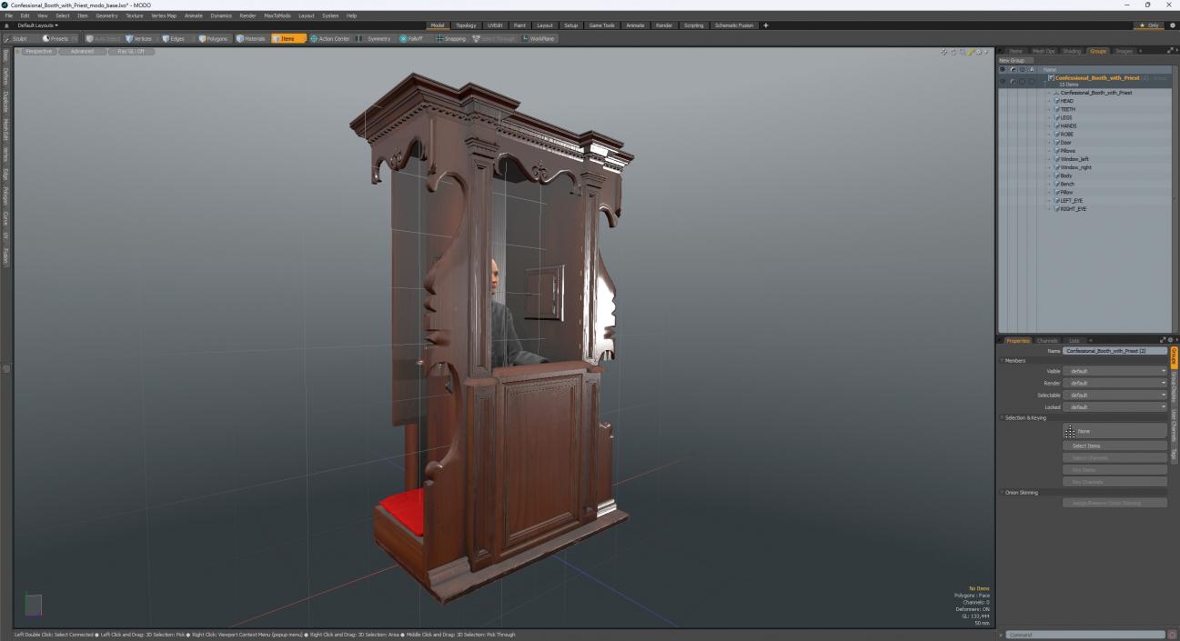 3D model Confessional Booth with Priest