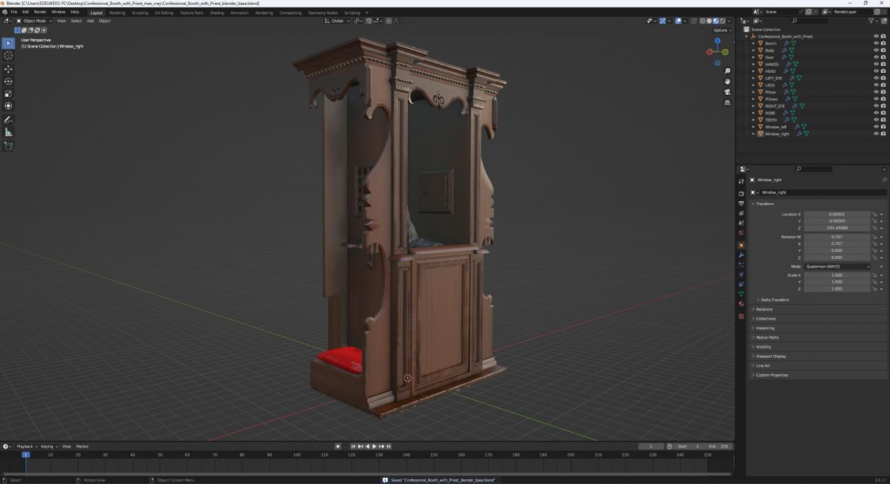 3D model Confessional Booth with Priest