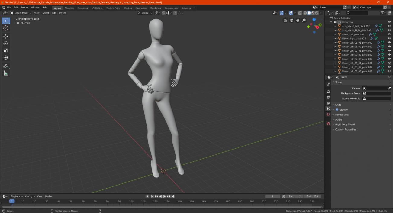 Flexible Female Mannequin Standing Pose 3D model