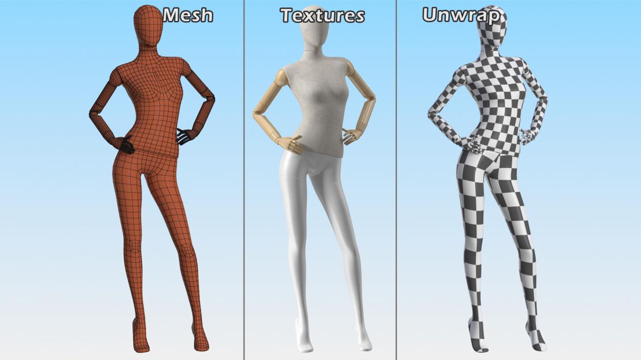 Flexible Female Mannequin Standing Pose 3D model