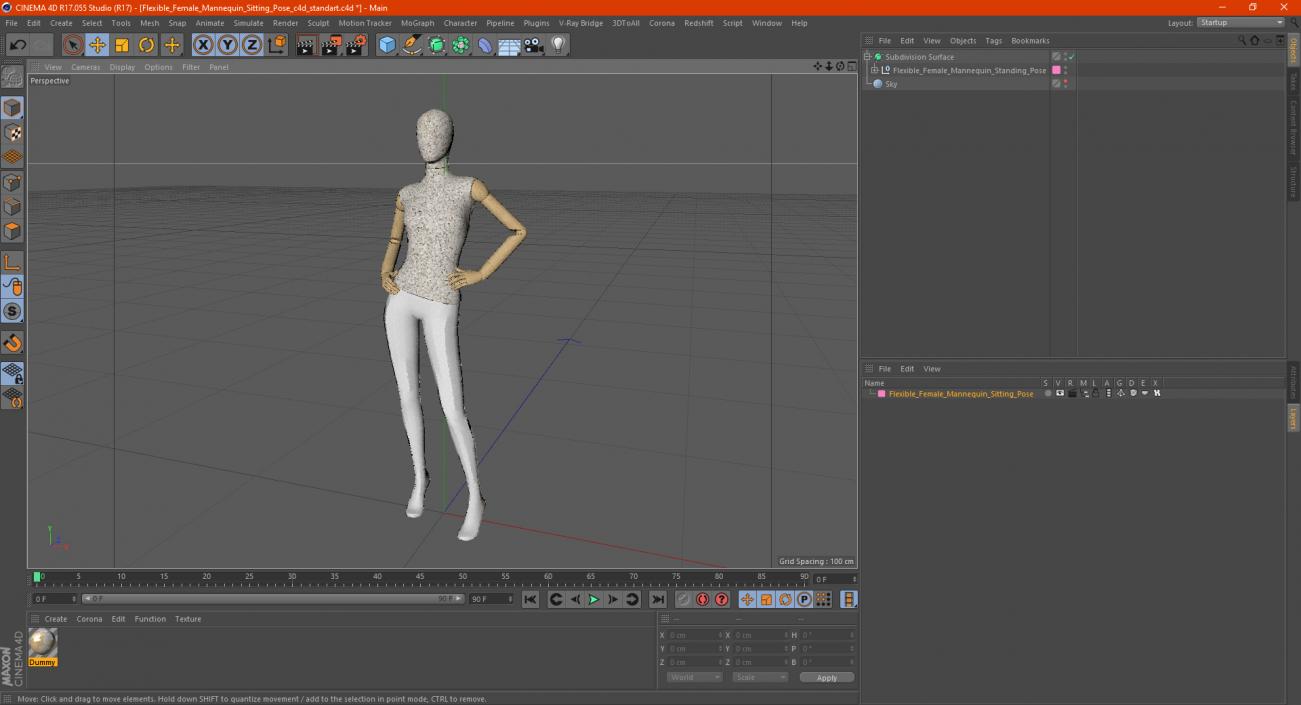 Flexible Female Mannequin Standing Pose 3D model