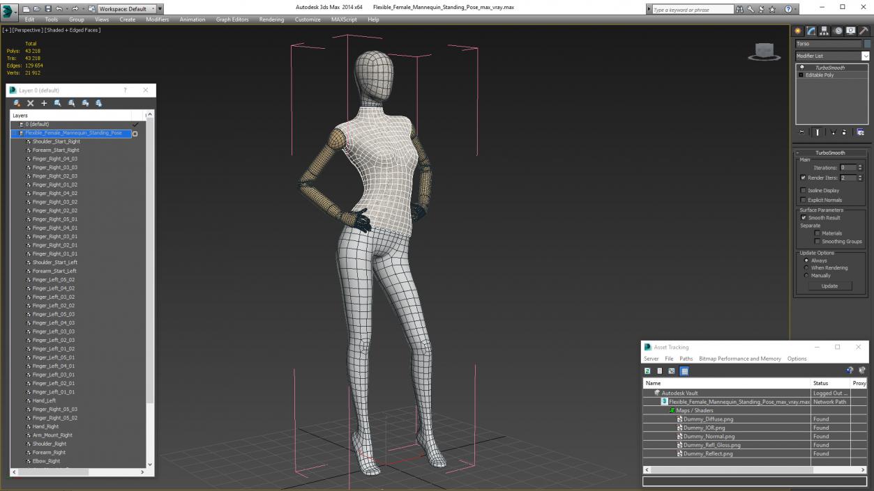 Flexible Female Mannequin Standing Pose 3D model