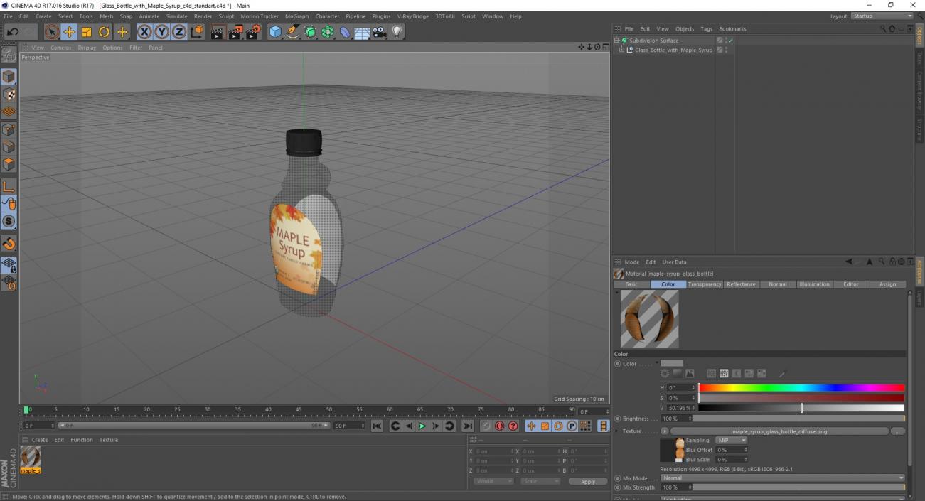 Glass Bottle with Maple Syrup 3D model