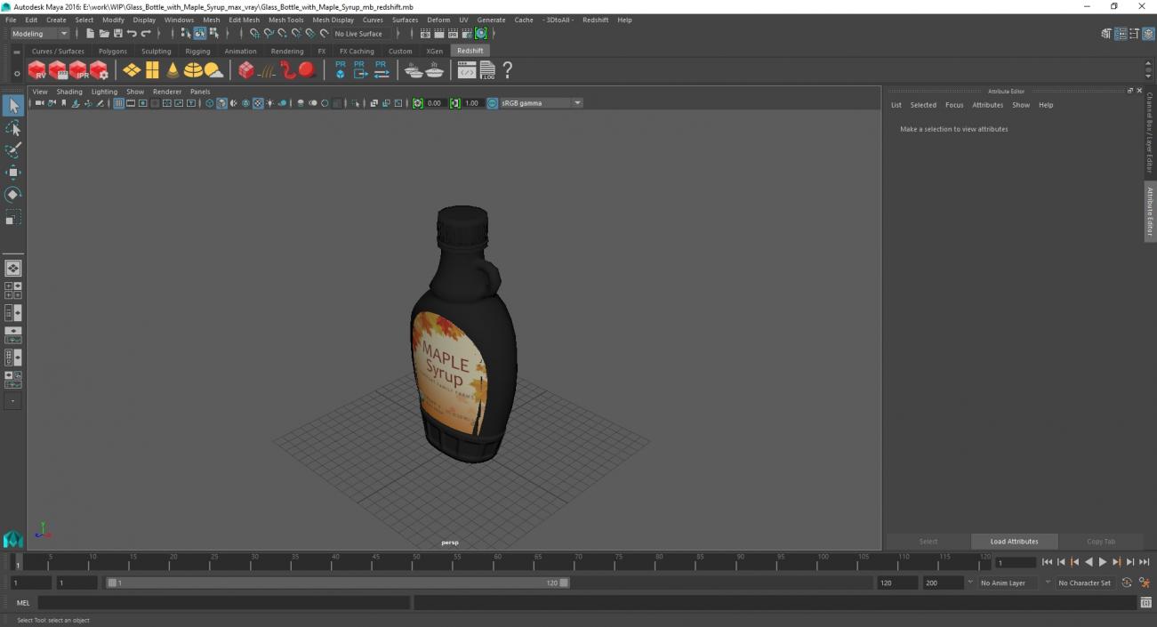 Glass Bottle with Maple Syrup 3D model