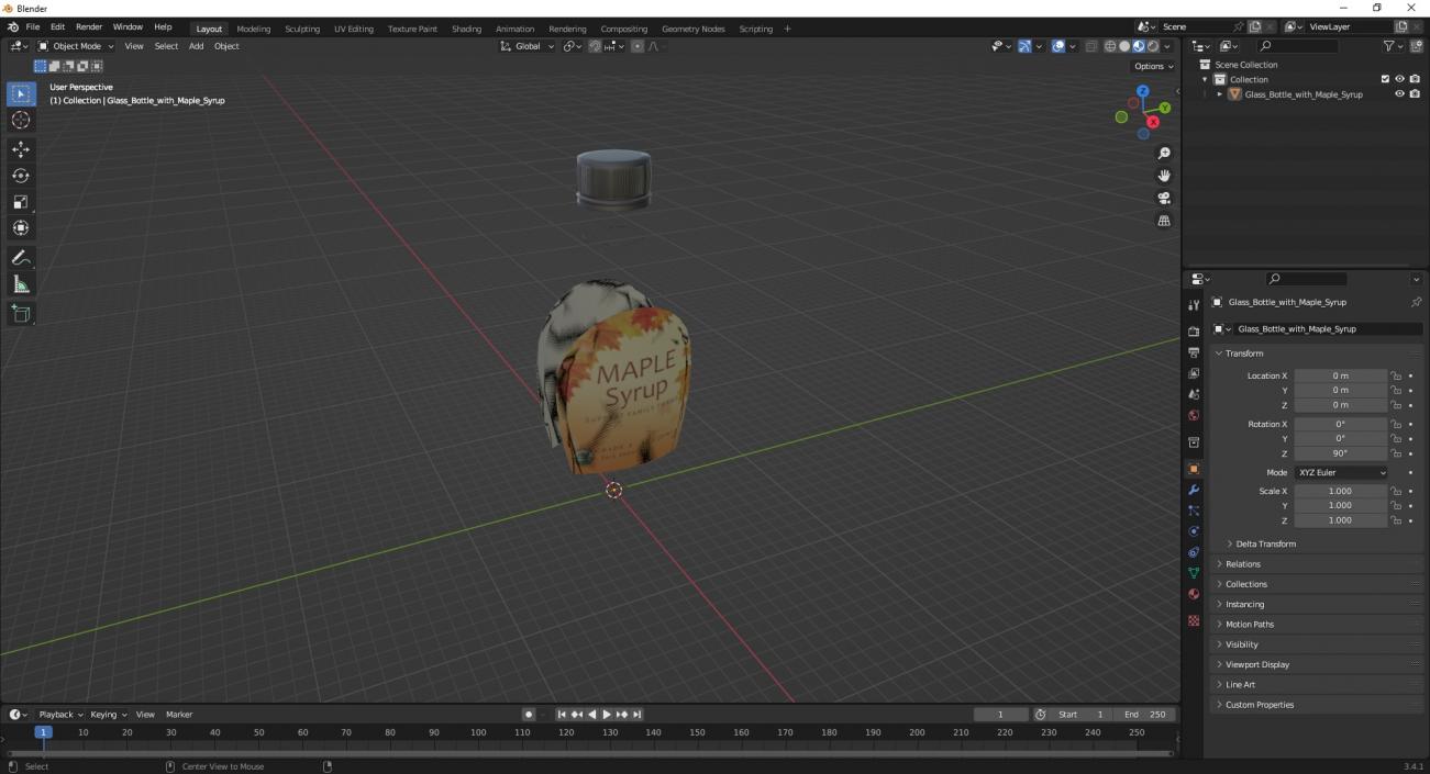 Glass Bottle with Maple Syrup 3D model