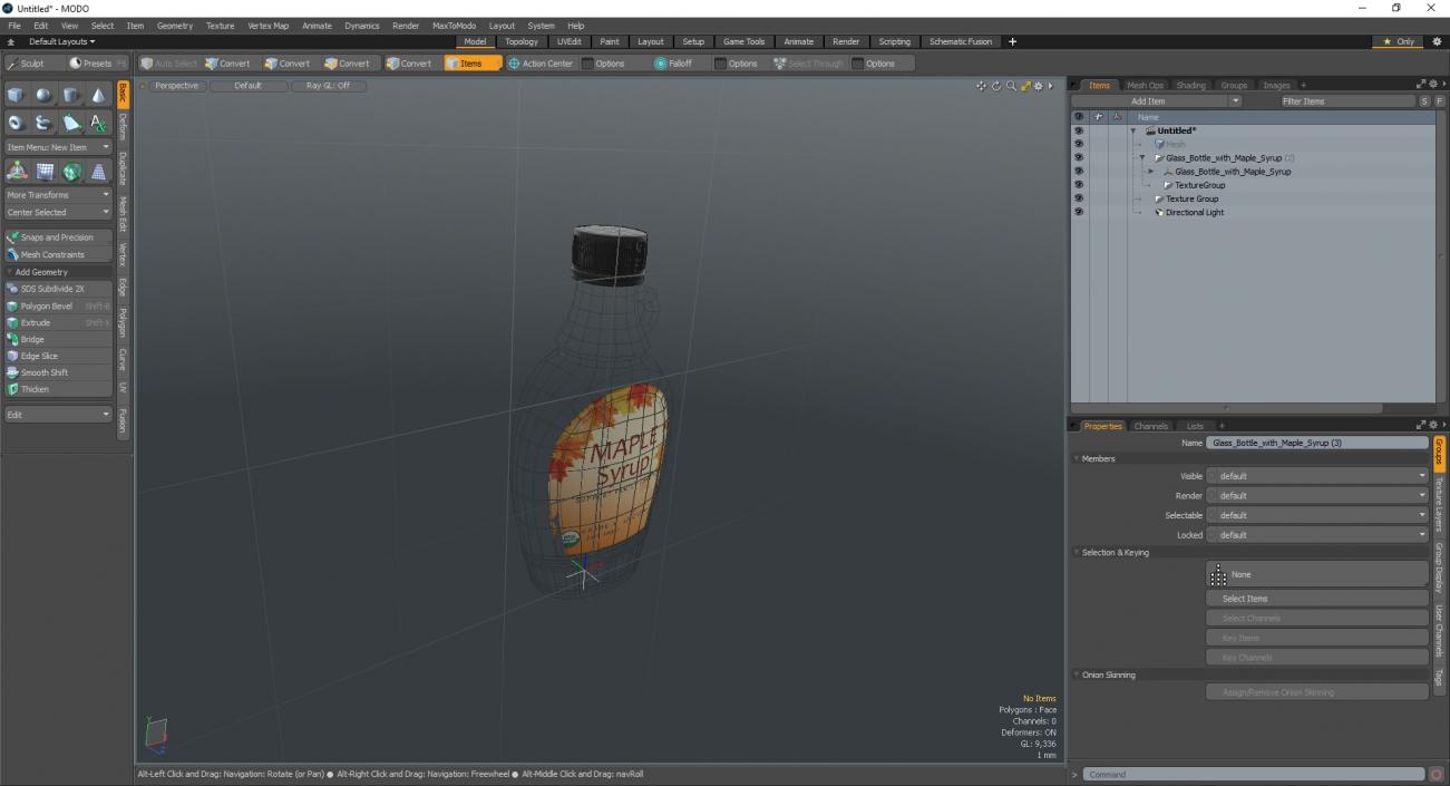 Glass Bottle with Maple Syrup 3D model