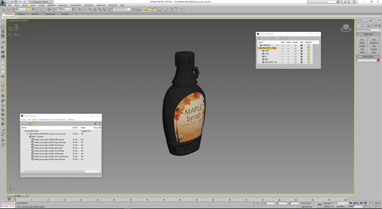 Glass Bottle with Maple Syrup 3D model