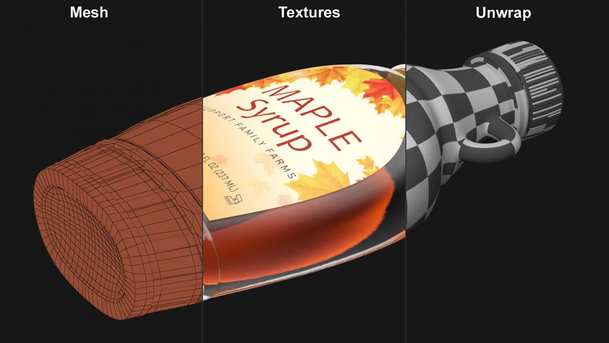 Glass Bottle with Maple Syrup 3D model