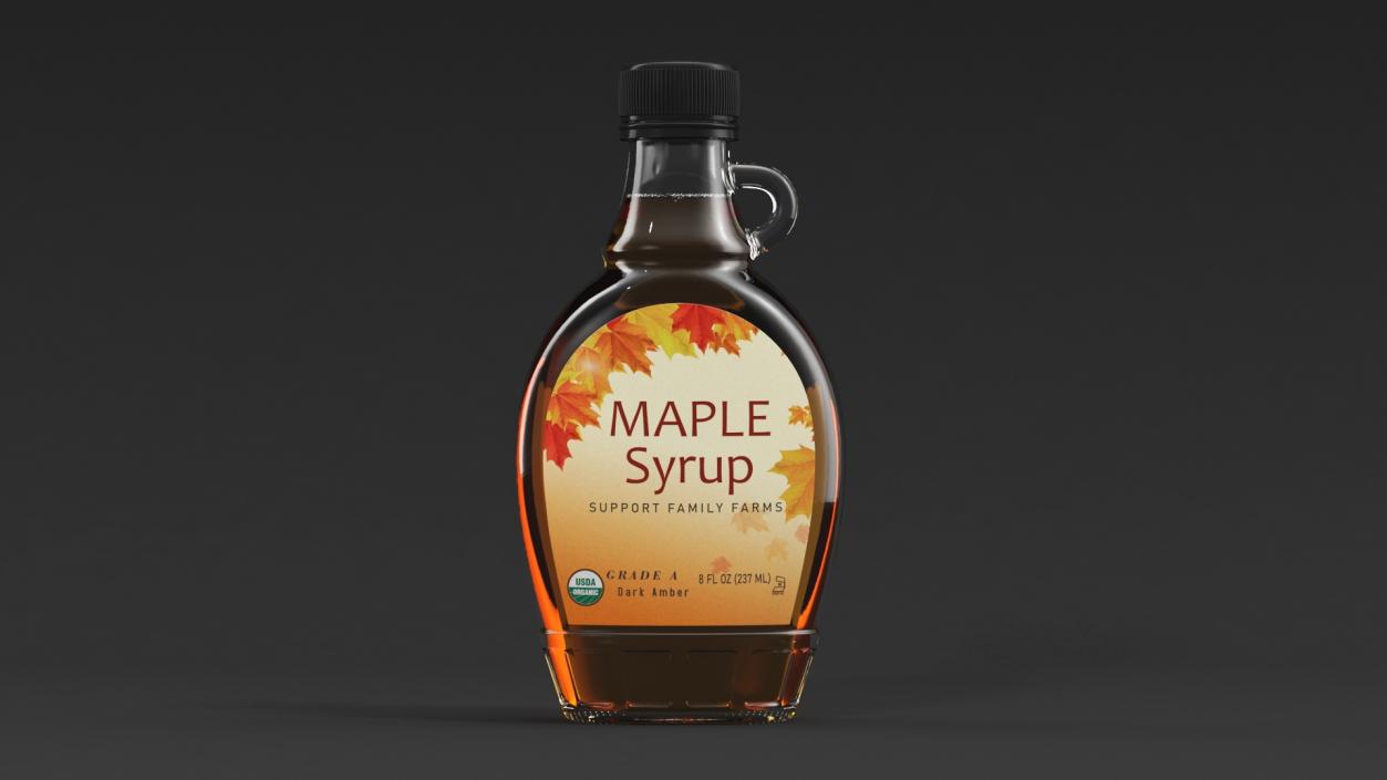 Glass Bottle with Maple Syrup 3D model