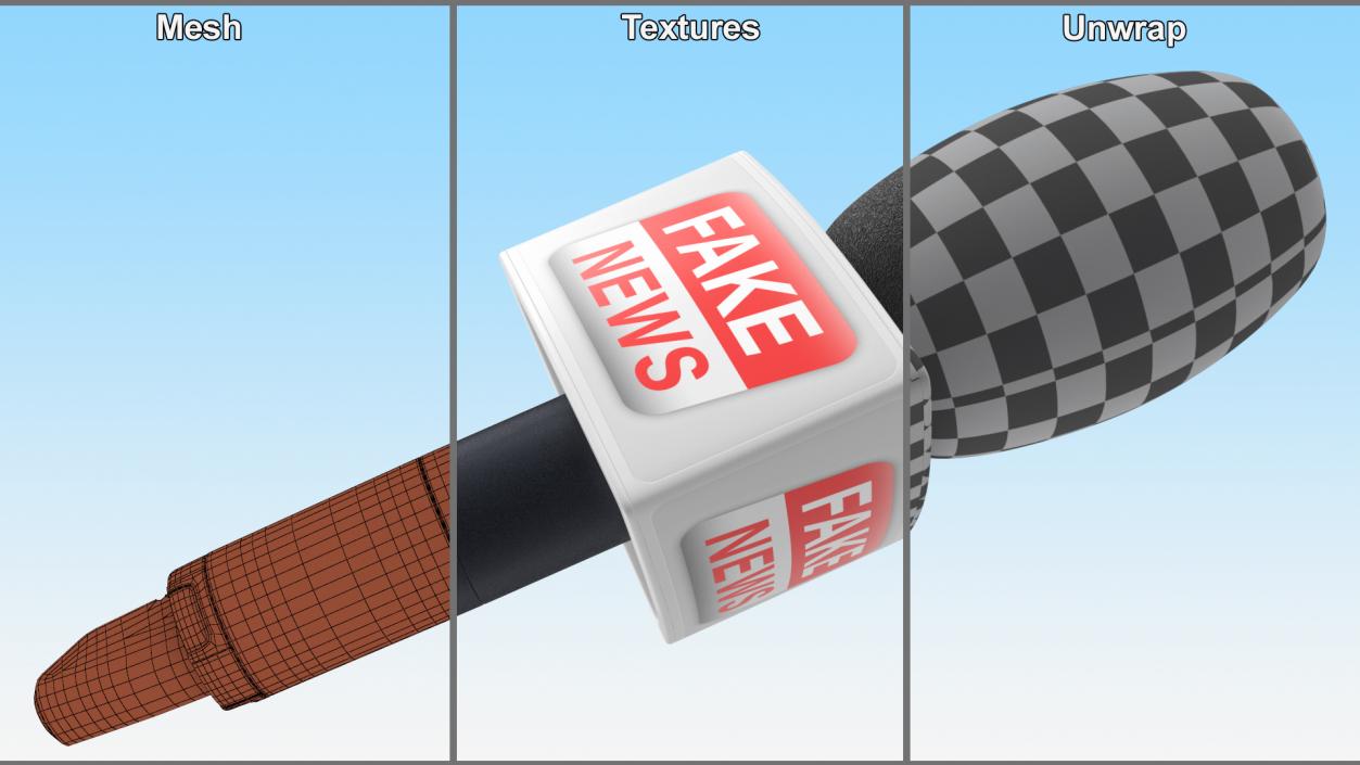 3D model Fake News Handheld Microphone Triangular