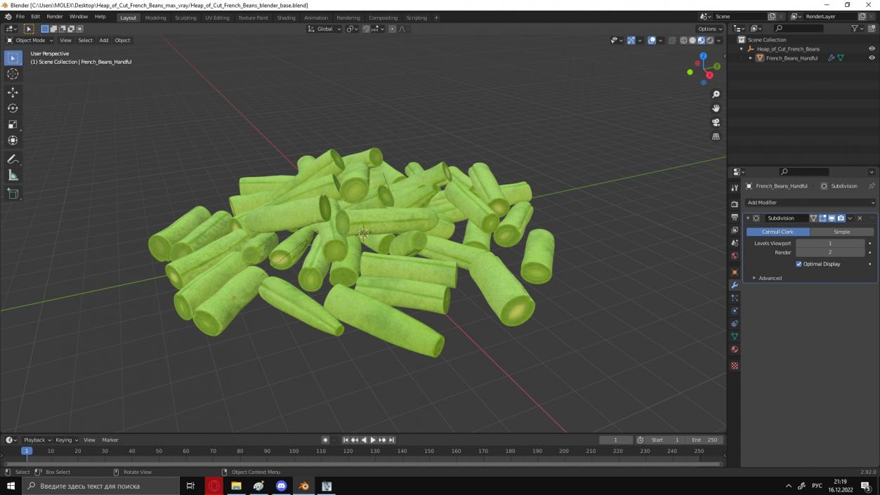 Heap of Cut French Beans 3D model