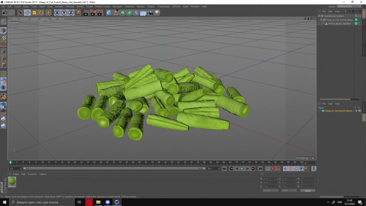 Heap of Cut French Beans 3D model