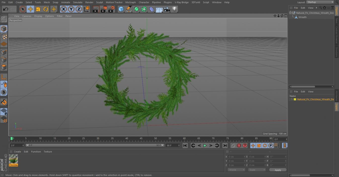 Natural Fir Christmas Wreath Decoration 3D model