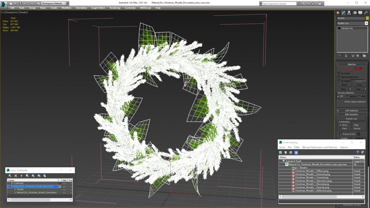 Natural Fir Christmas Wreath Decoration 3D model