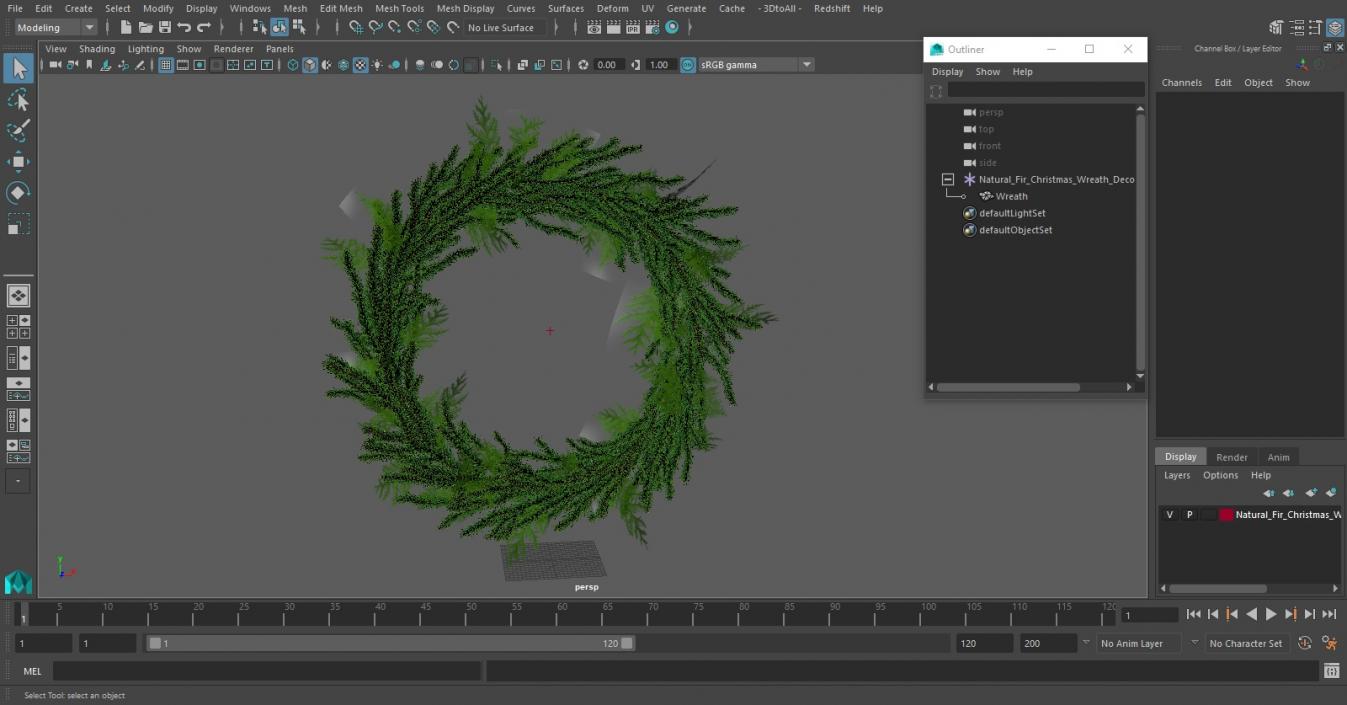 Natural Fir Christmas Wreath Decoration 3D model