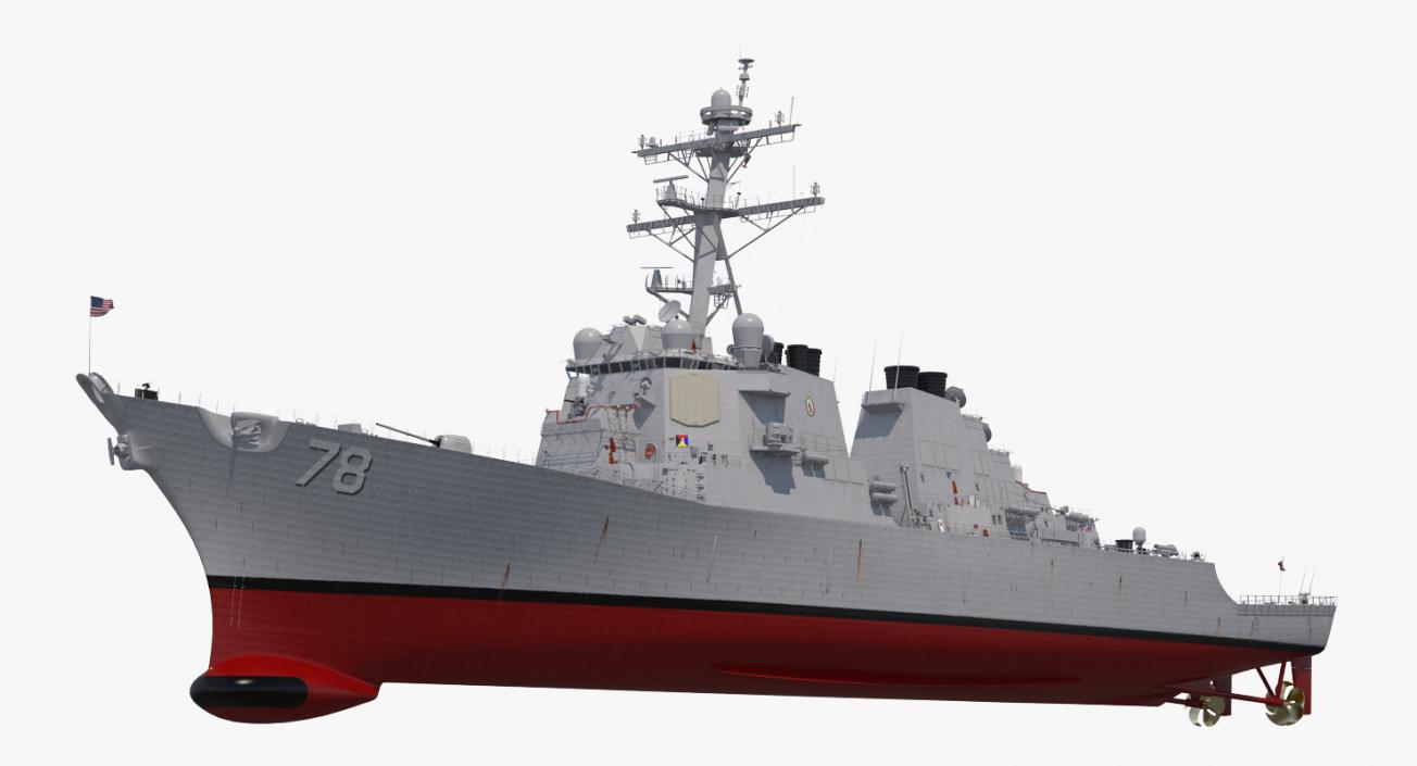 Arleigh Burke Destroyer Porter DDG-78 Rigged 3D model