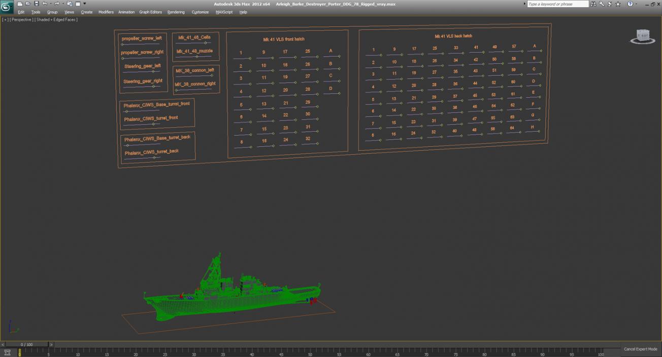 Arleigh Burke Destroyer Porter DDG-78 Rigged 3D model