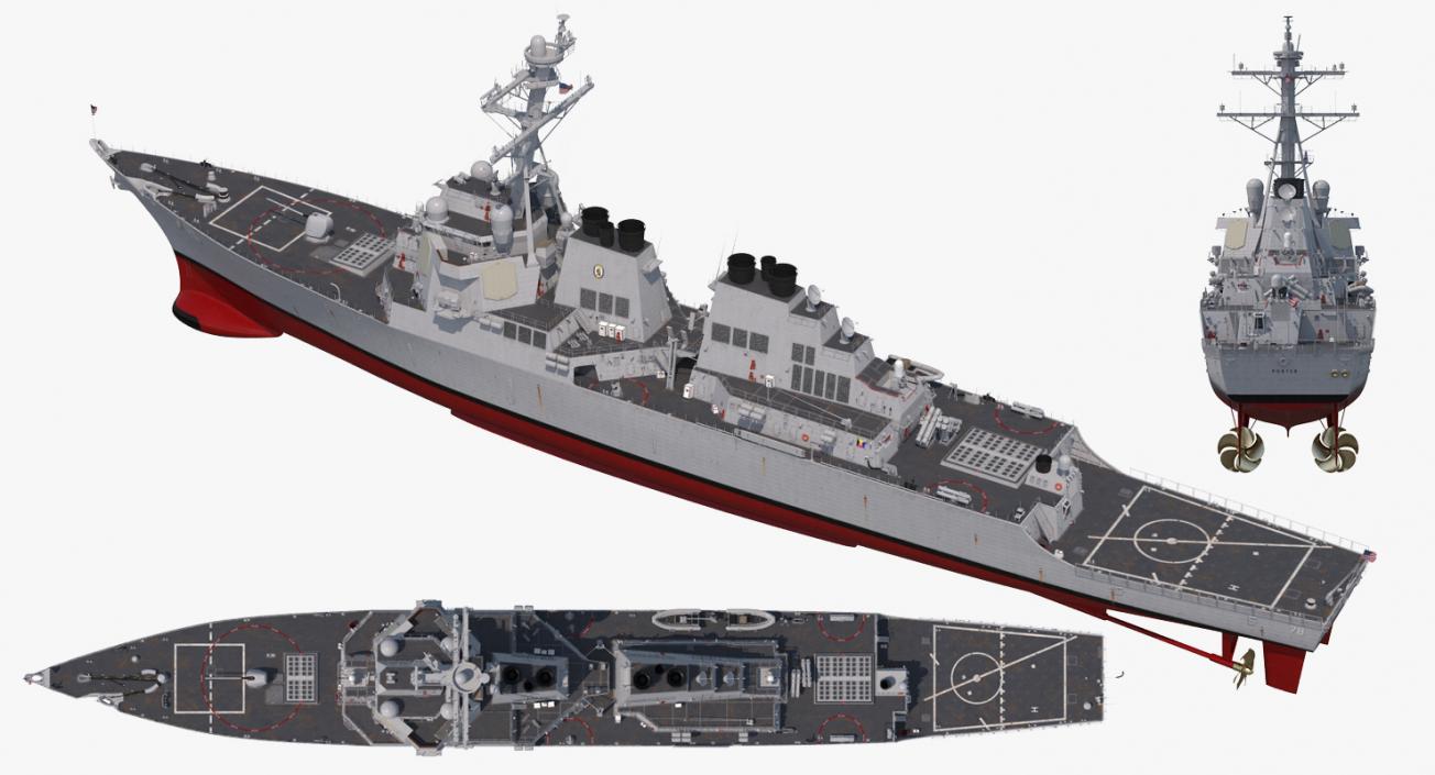 Arleigh Burke Destroyer Porter DDG-78 Rigged 3D model