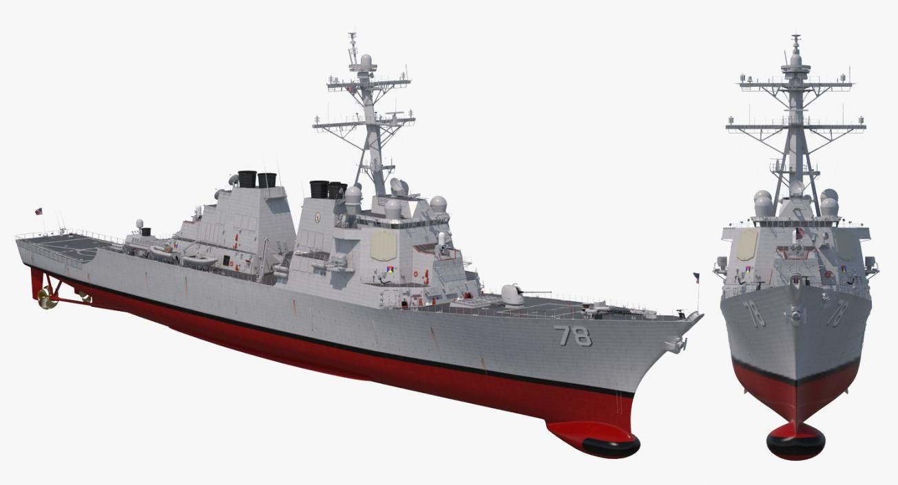 Arleigh Burke Destroyer Porter DDG-78 Rigged 3D model