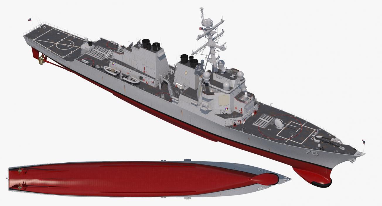 Arleigh Burke Destroyer Porter DDG-78 Rigged 3D model