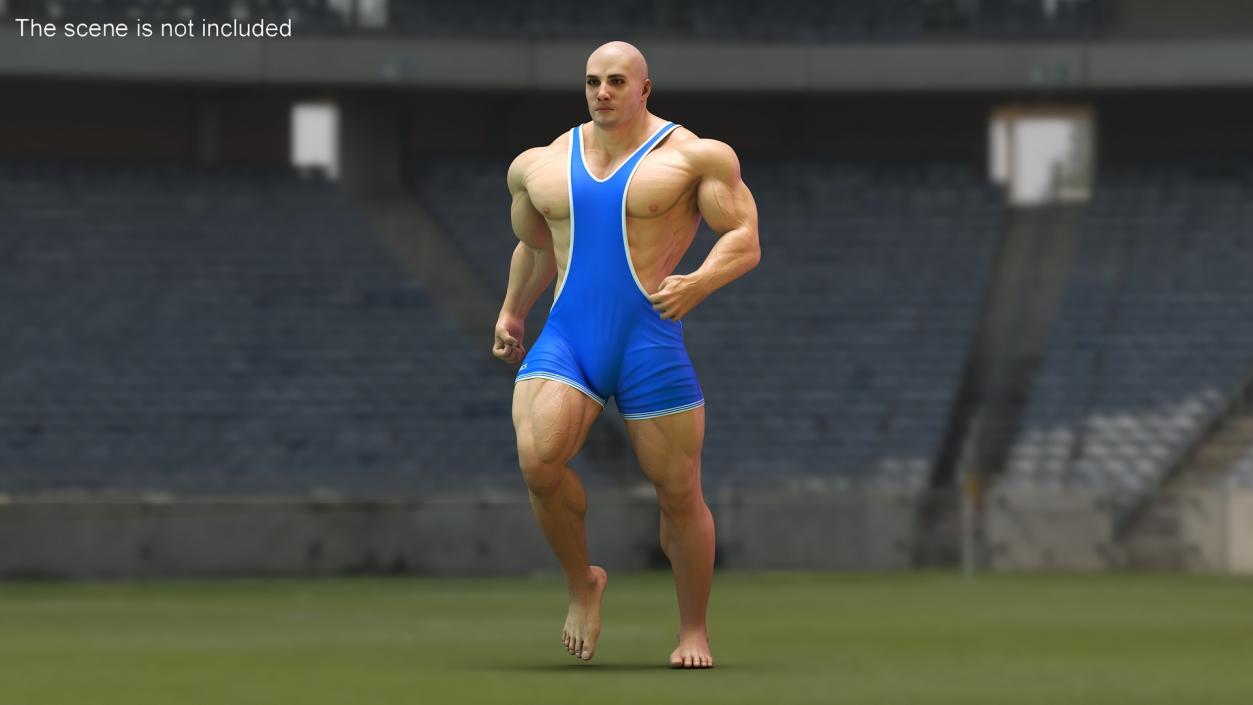 3D Athletic Male Running Pose in Asics Blue Singlet model