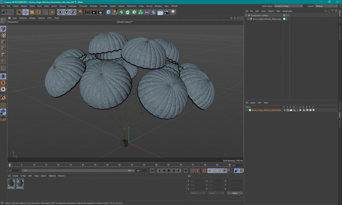 3D model Army Cargo Delivery Parachutes