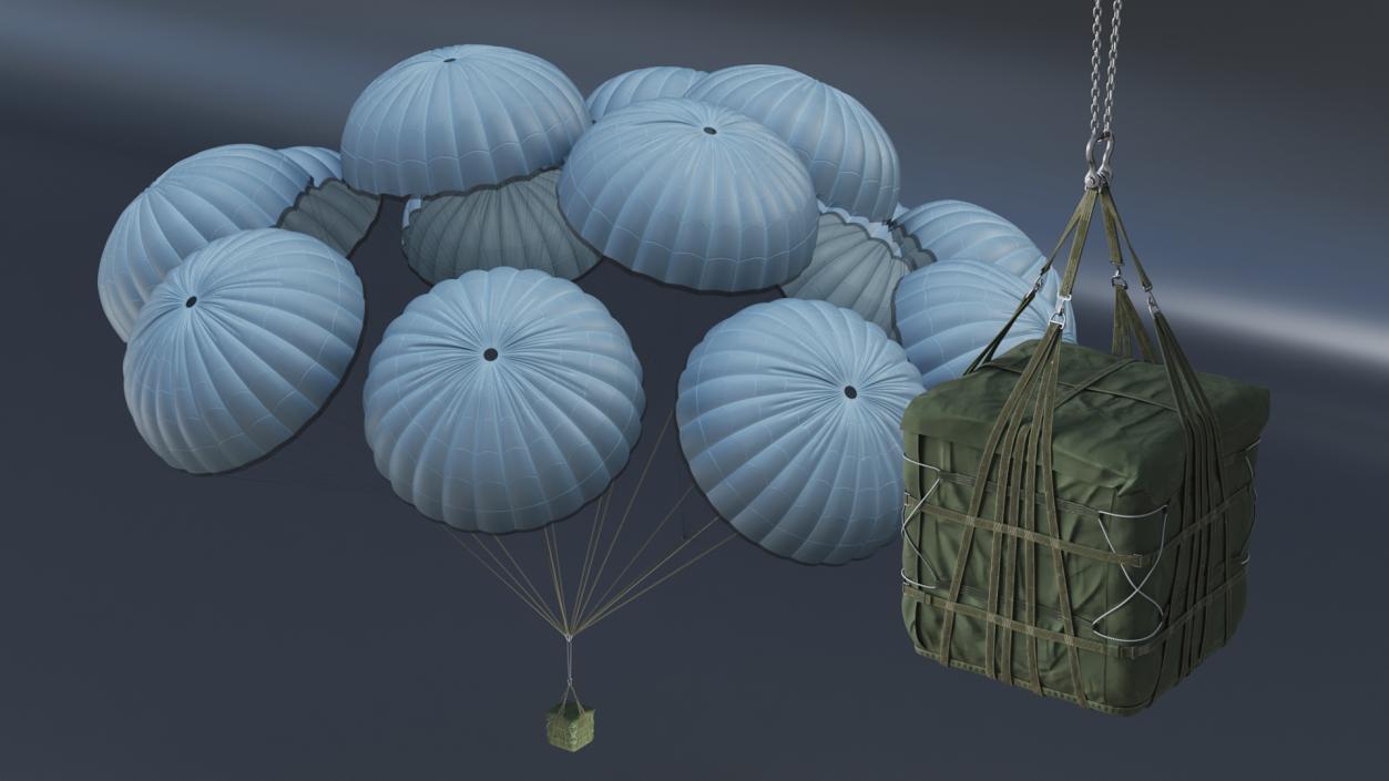 3D model Army Cargo Delivery Parachutes