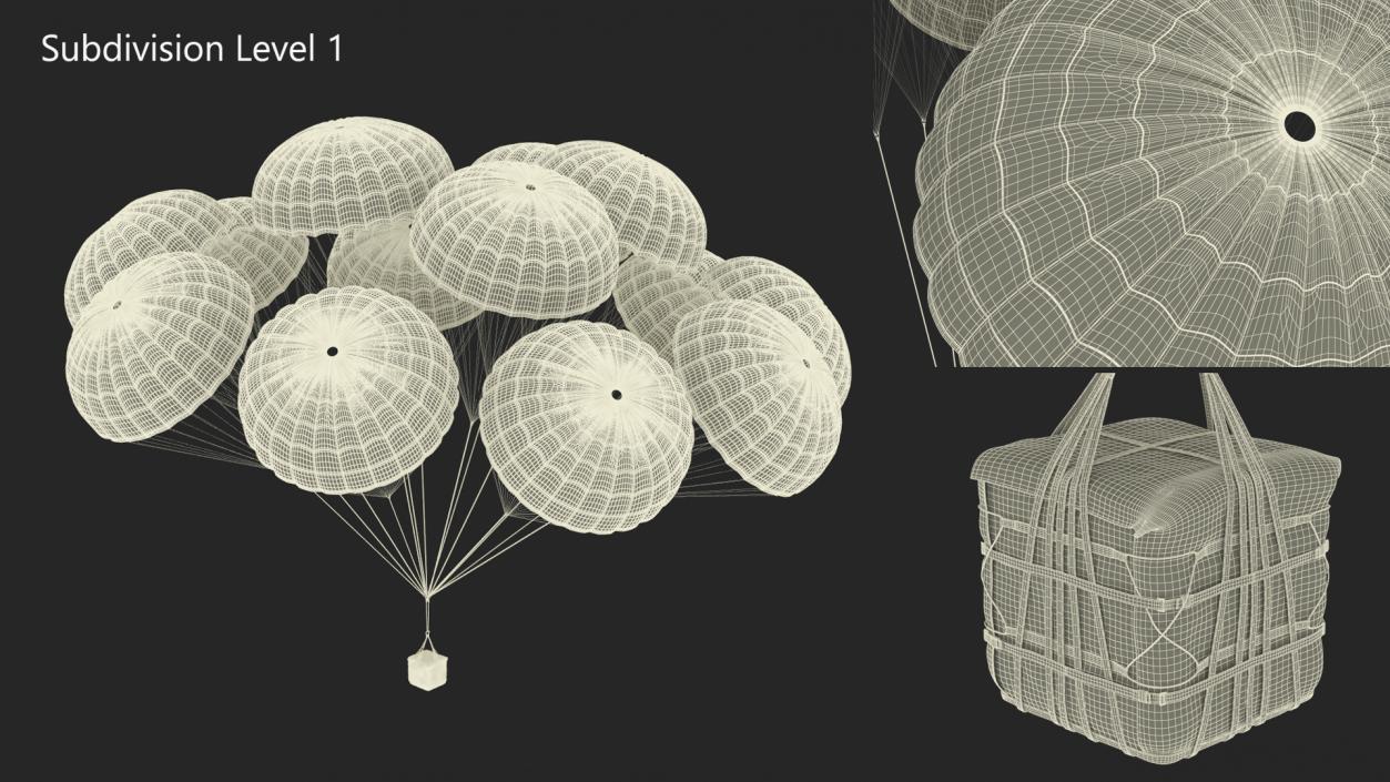 3D model Army Cargo Delivery Parachutes