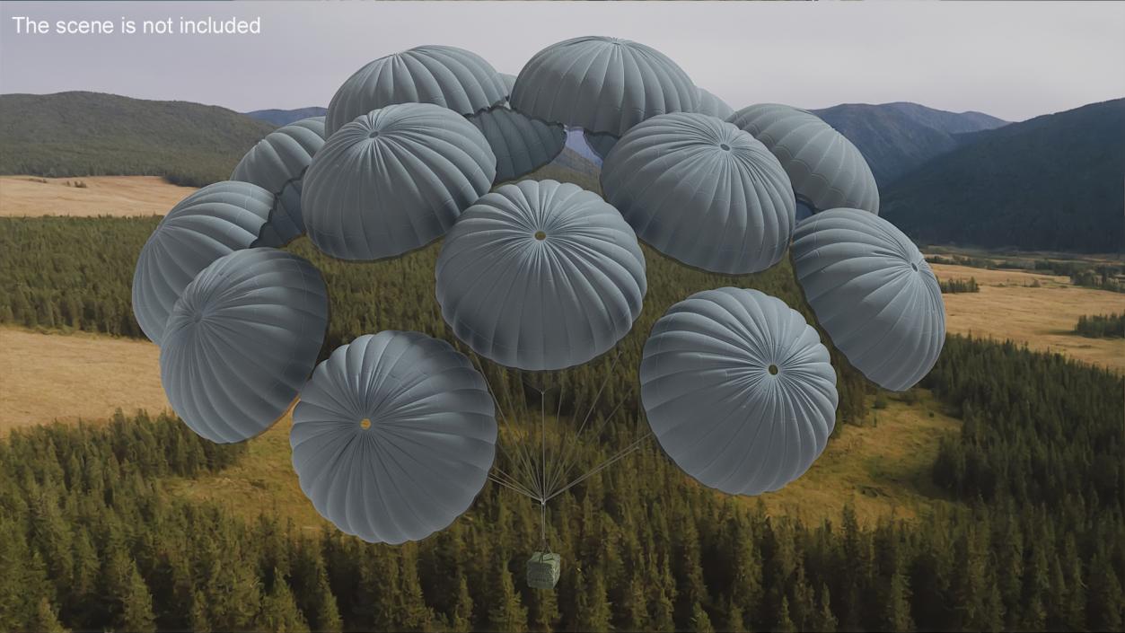 3D model Army Cargo Delivery Parachutes