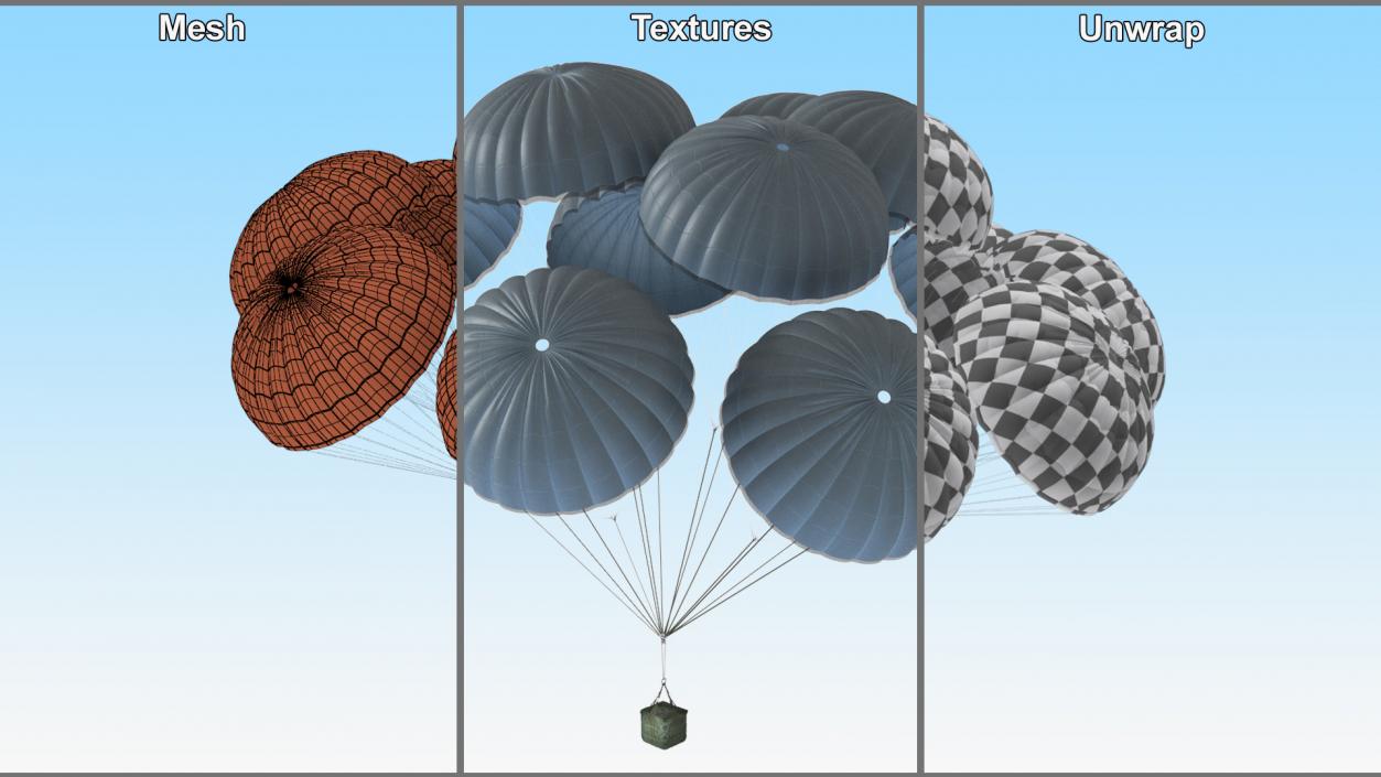 3D model Army Cargo Delivery Parachutes