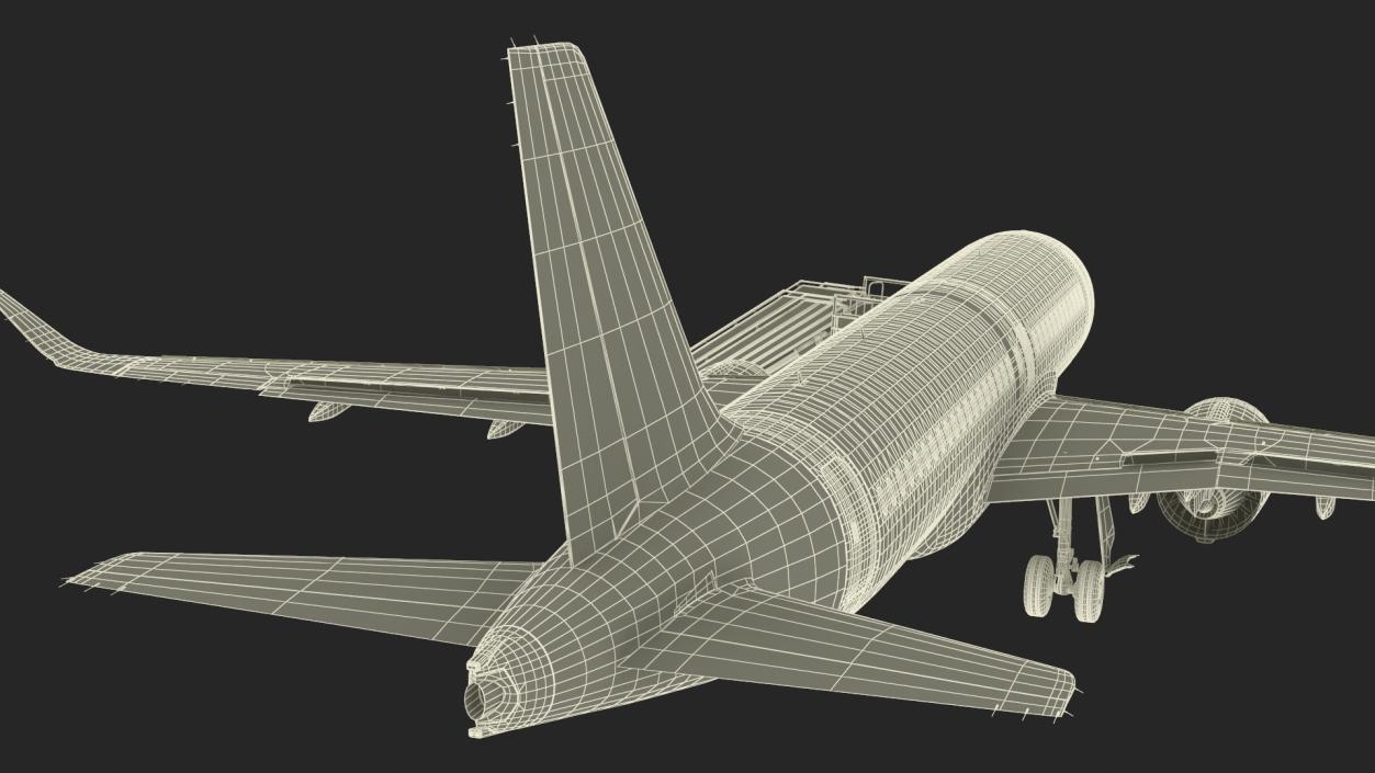 Airbus Delta with Passenger Boarding Stairs Car 3D