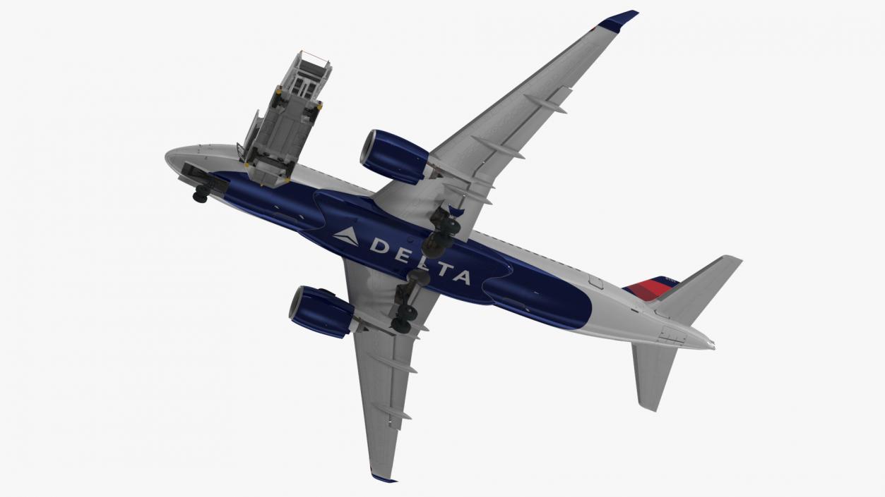 Airbus Delta with Passenger Boarding Stairs Car 3D