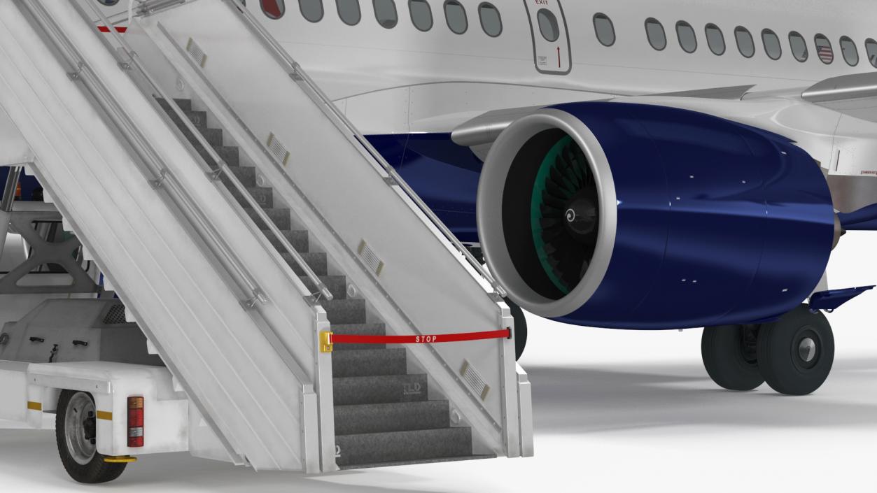 Airbus Delta with Passenger Boarding Stairs Car 3D