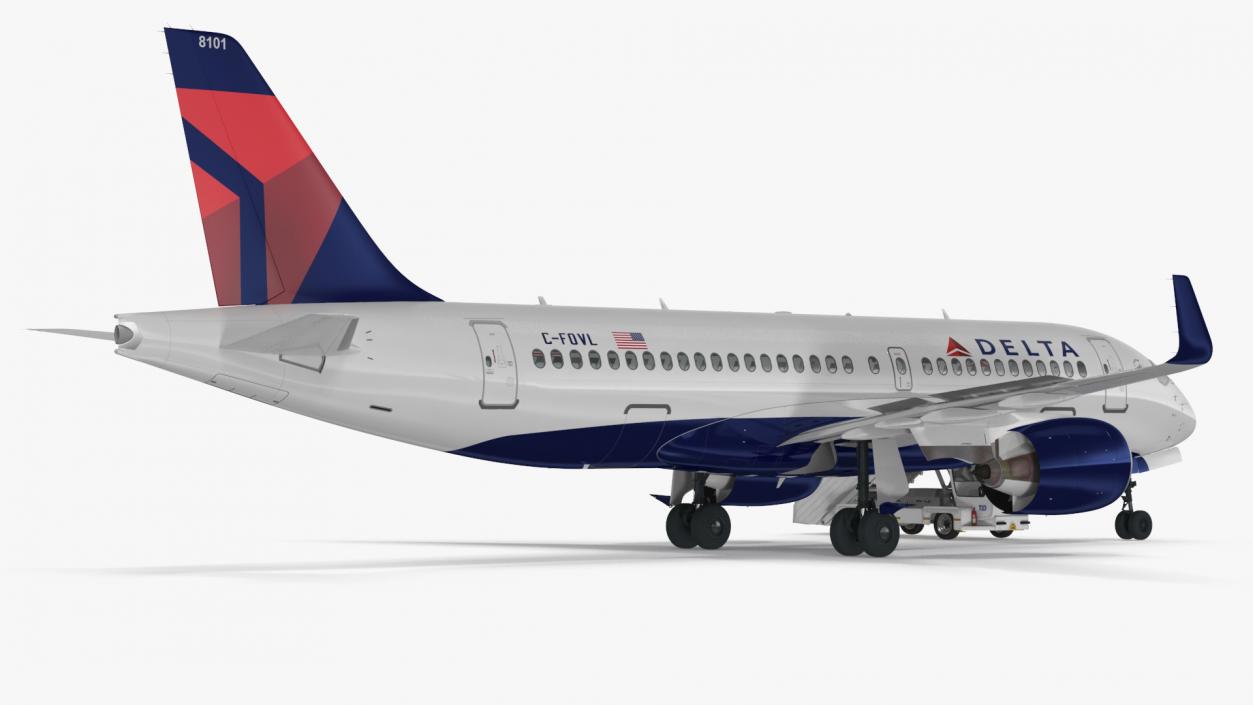 Airbus Delta with Passenger Boarding Stairs Car 3D