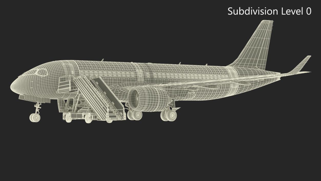 Airbus Delta with Passenger Boarding Stairs Car 3D