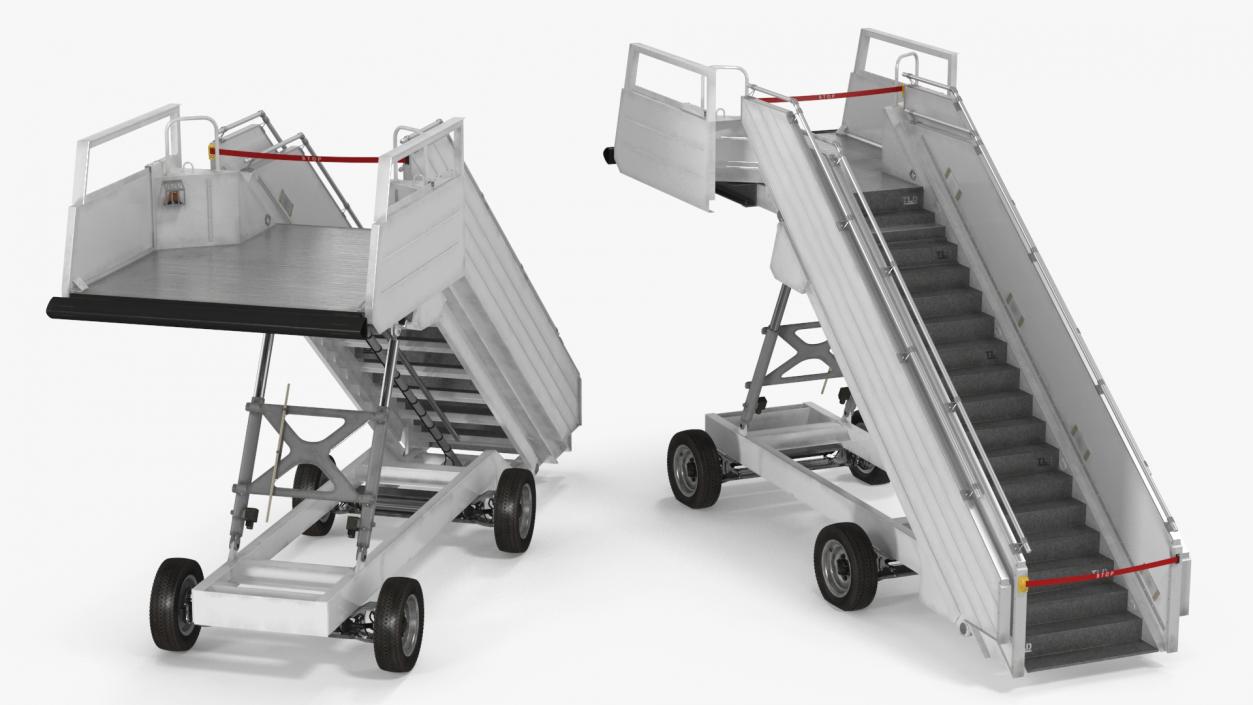 Airbus Delta with Passenger Boarding Stairs Car 3D