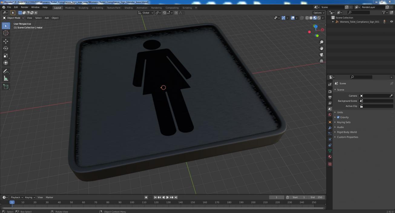 Womens Toilet Compliance Sign 3D model