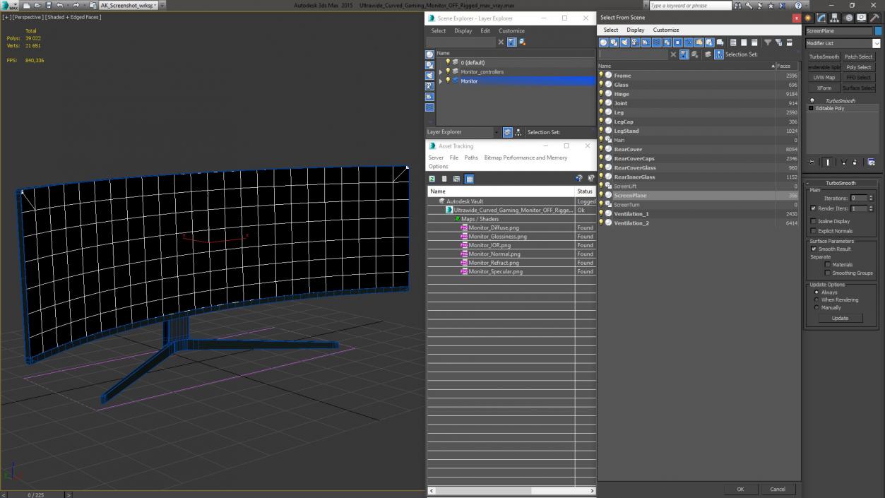 Ultrawide Curved Gaming Monitor OFF Rigged 3D