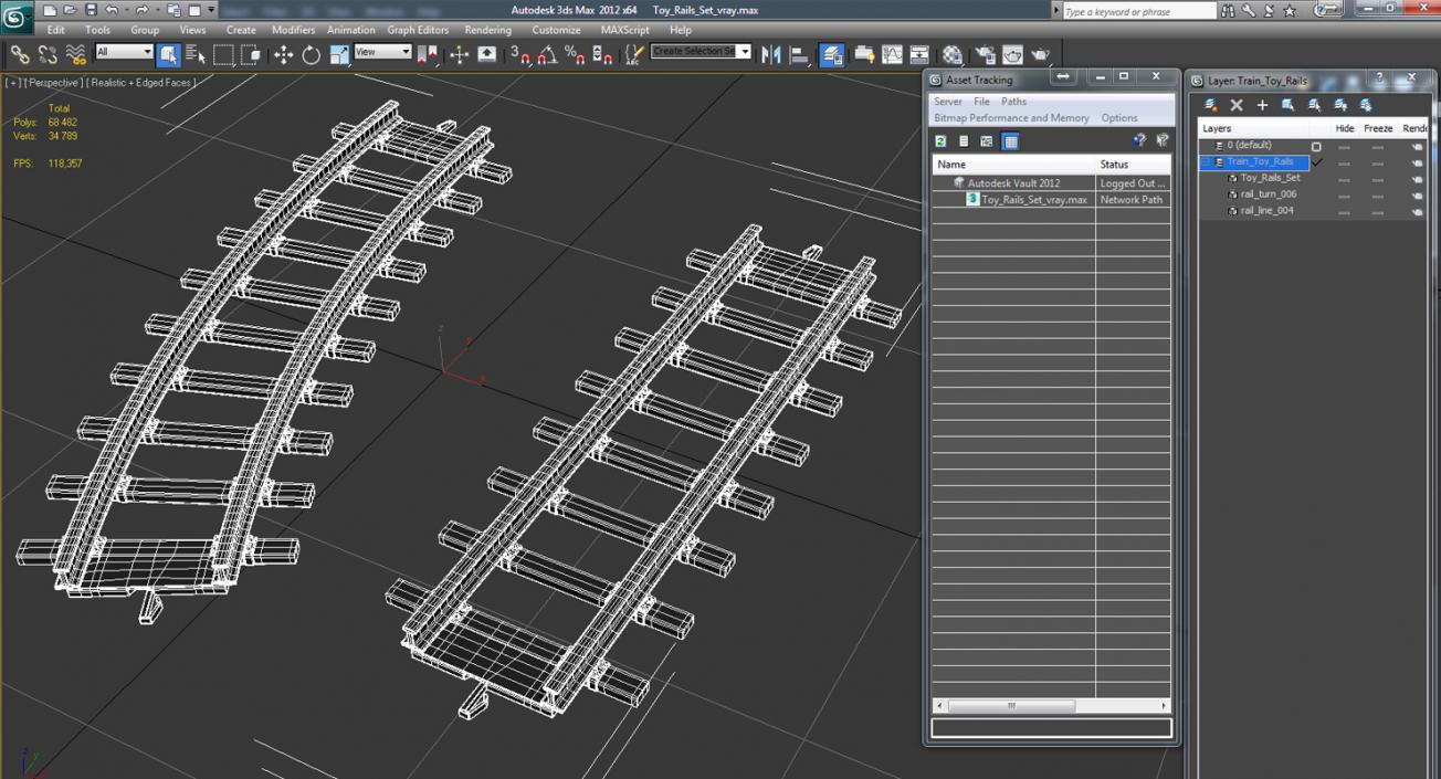 3D Toy Rails 3D Models Set model