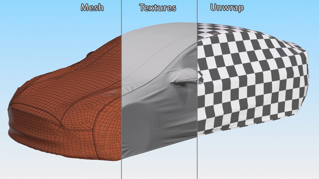 3D model Sedan Car Cover Grey