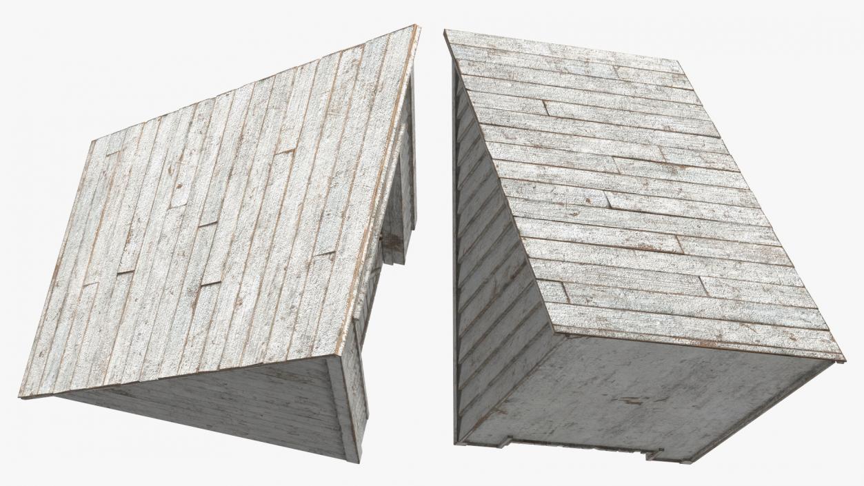 3D Rustic Wooden Rooftop Entrance White