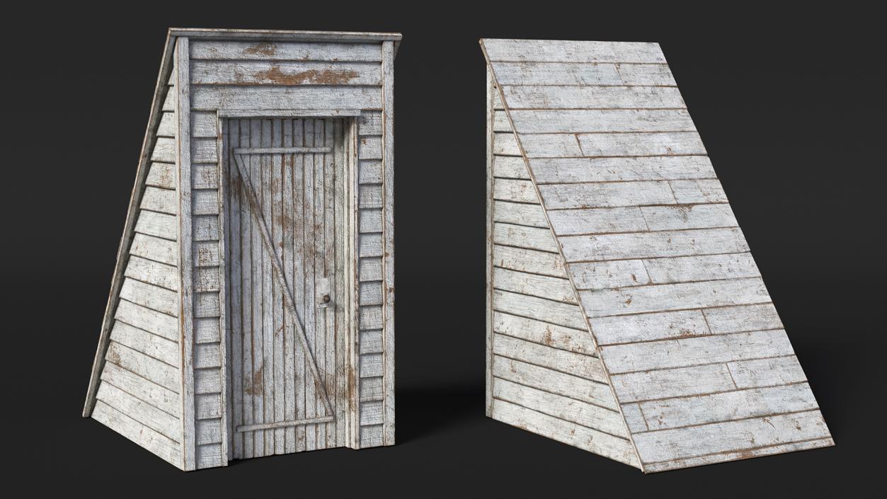 3D Rustic Wooden Rooftop Entrance White