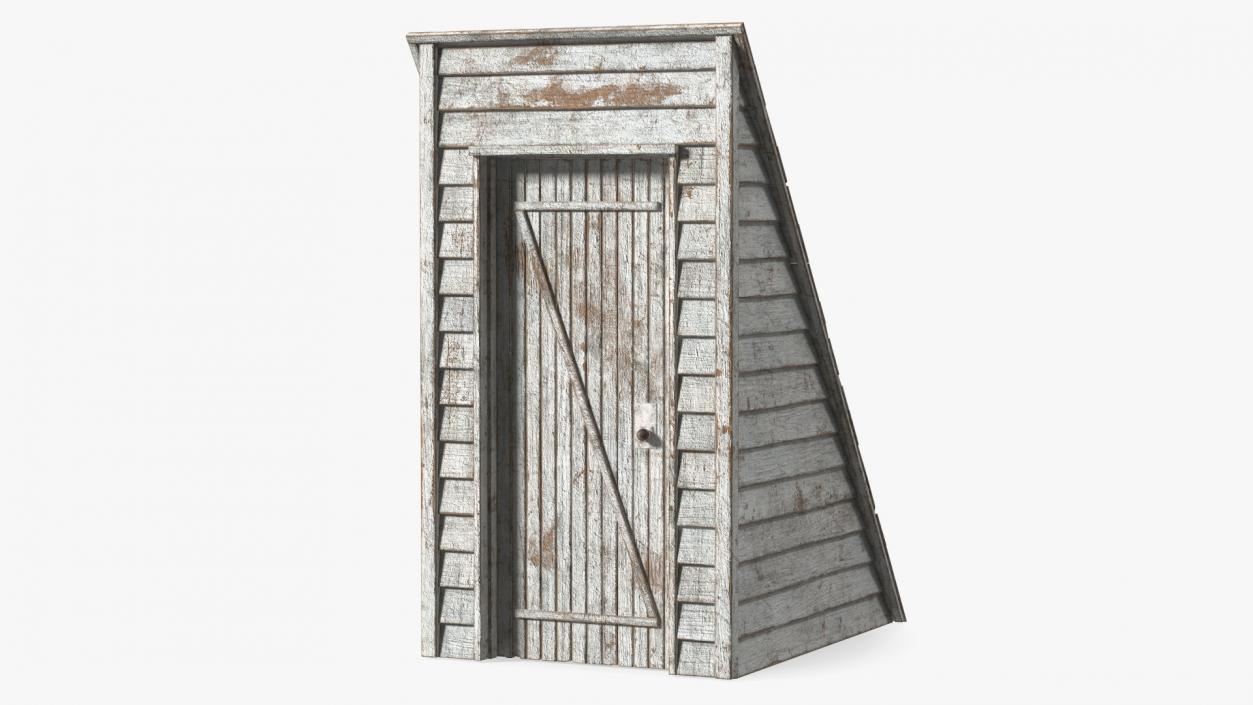 3D Rustic Wooden Rooftop Entrance White