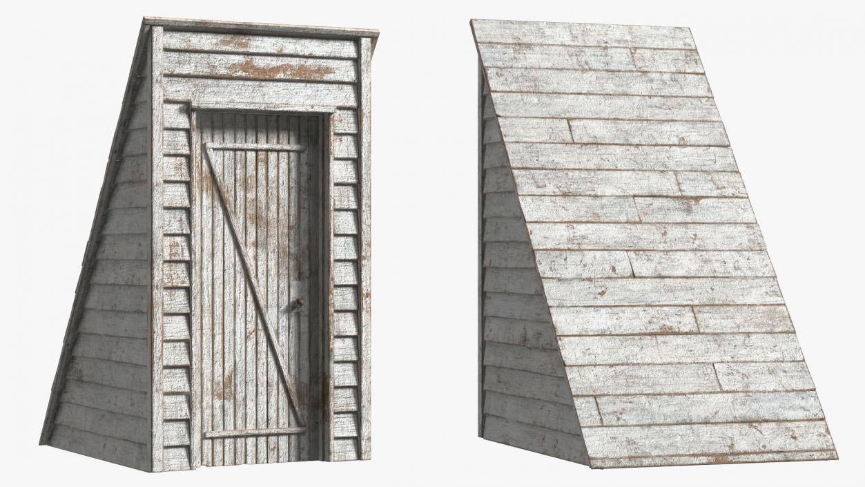 3D Rustic Wooden Rooftop Entrance White