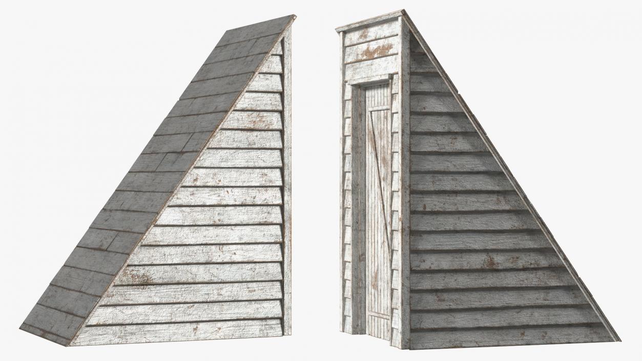 3D Rustic Wooden Rooftop Entrance White