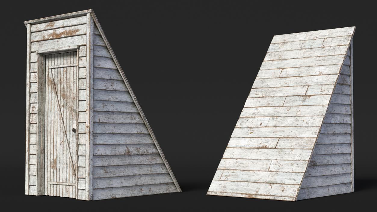 3D Rustic Wooden Rooftop Entrance White