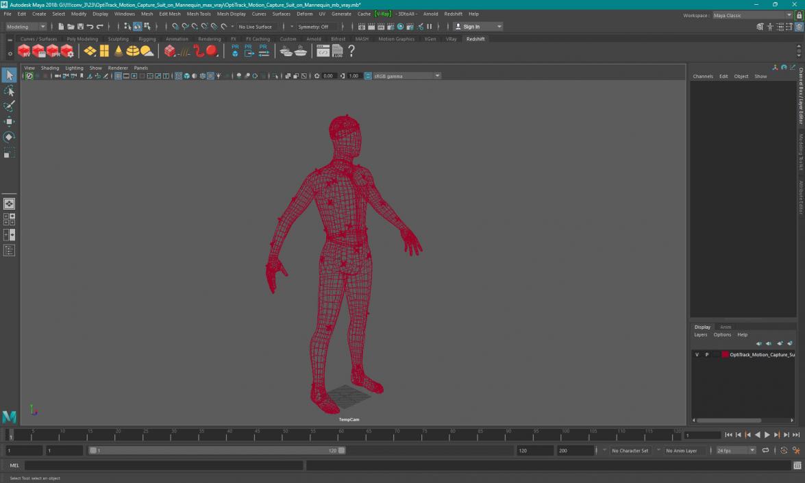 OptiTrack Motion Capture Suit on Mannequin 3D