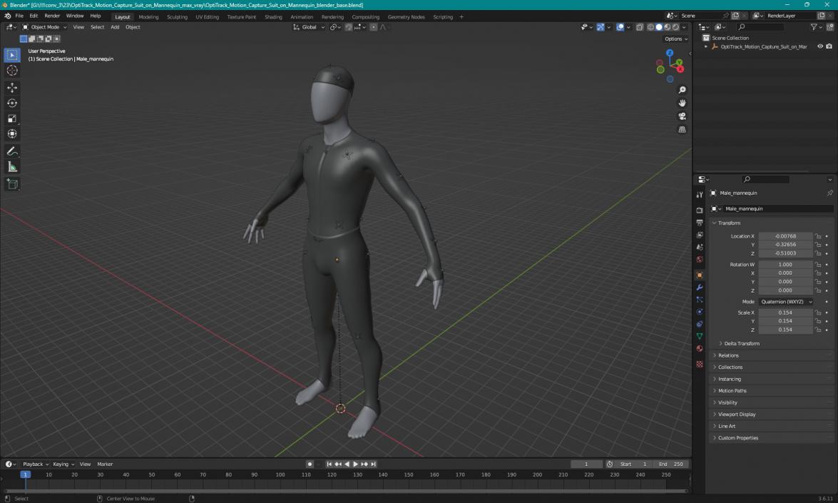 OptiTrack Motion Capture Suit on Mannequin 3D