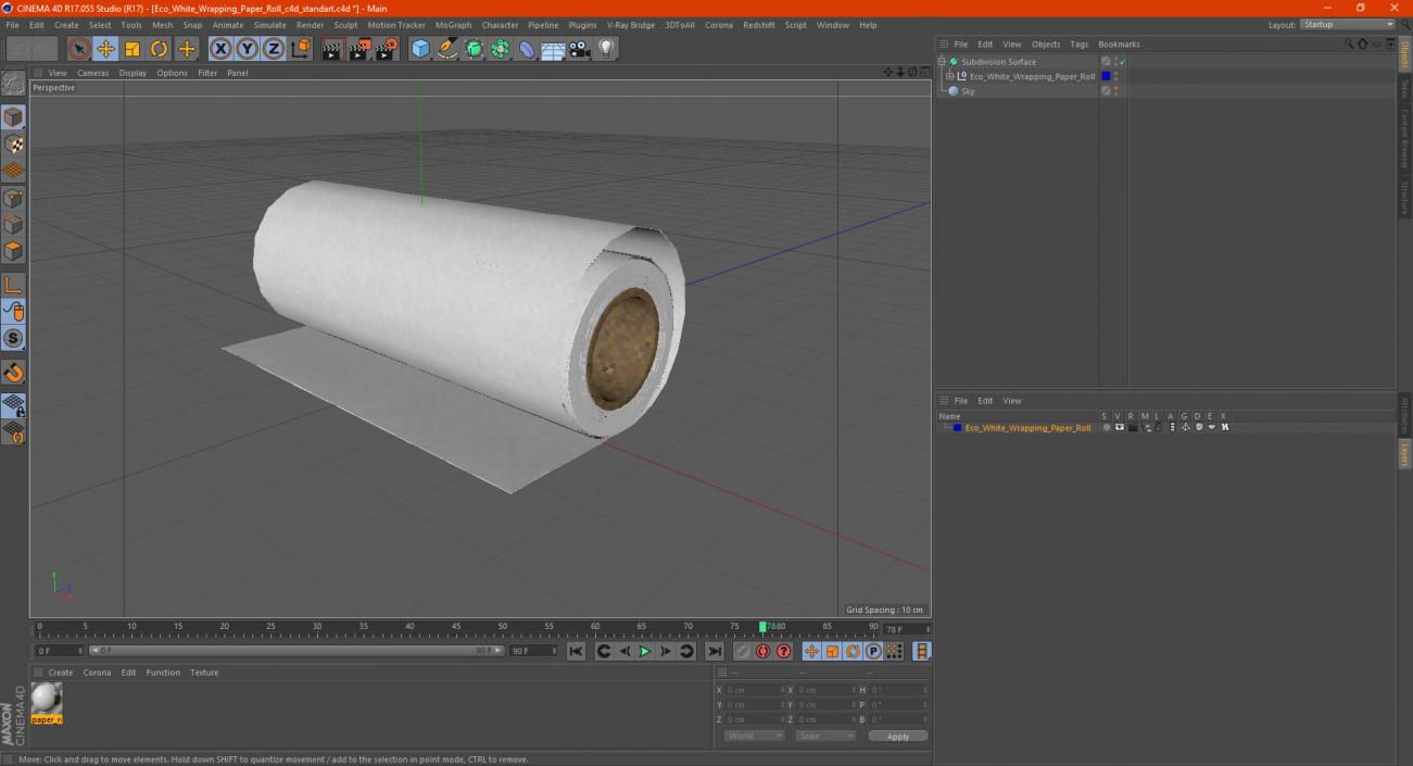 Eco White Wrapping Paper Roll 3D model